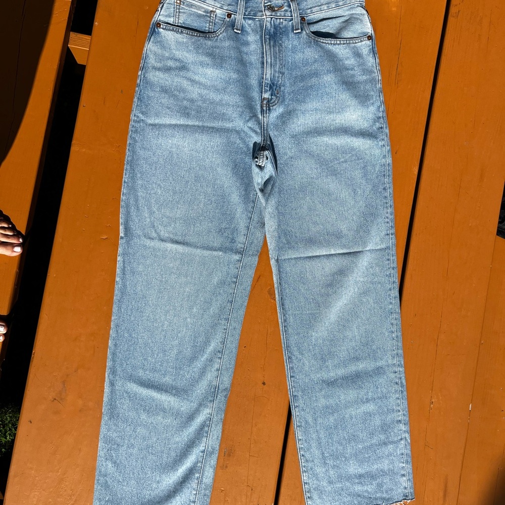 Madewell Baggy Straight Jeans Raw Hem 28